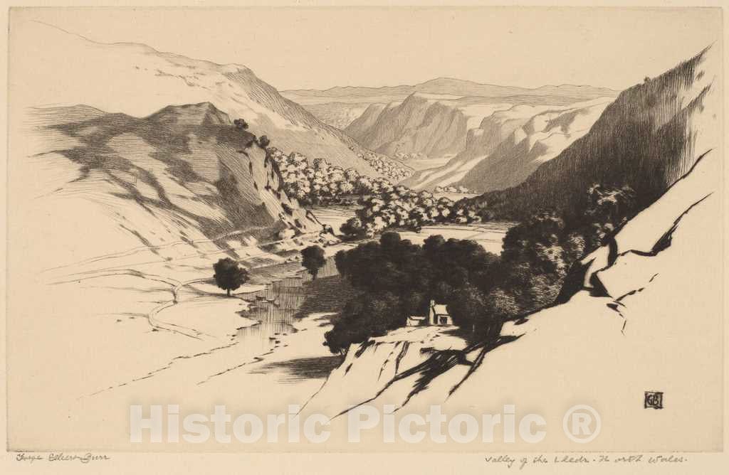Art Print : George Elbert Burr, Valley of The Lledr, North Wales (no.1), c. 1910 - Vintage Wall Art