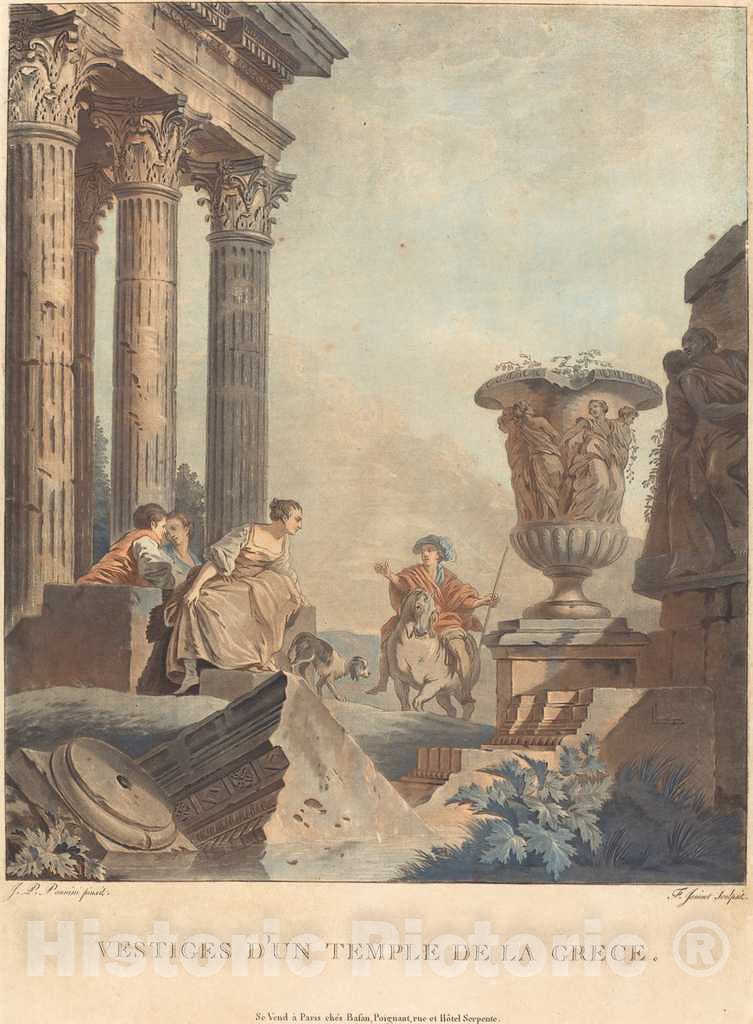 Art Print : Janinet After Panini, Vestiges d'un Temple de la Grece - Vintage Wall Art