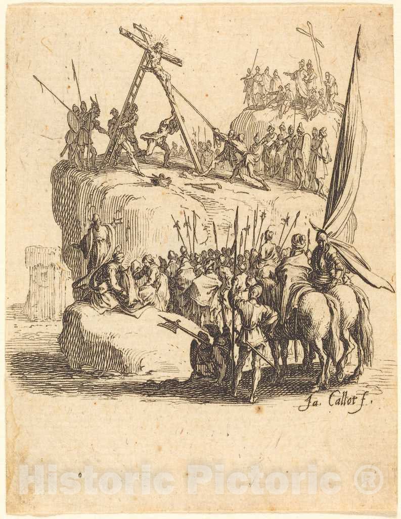 Art Print : Jacques Callot, Raising of The Cross, c.1625 - Vintage Wall Art