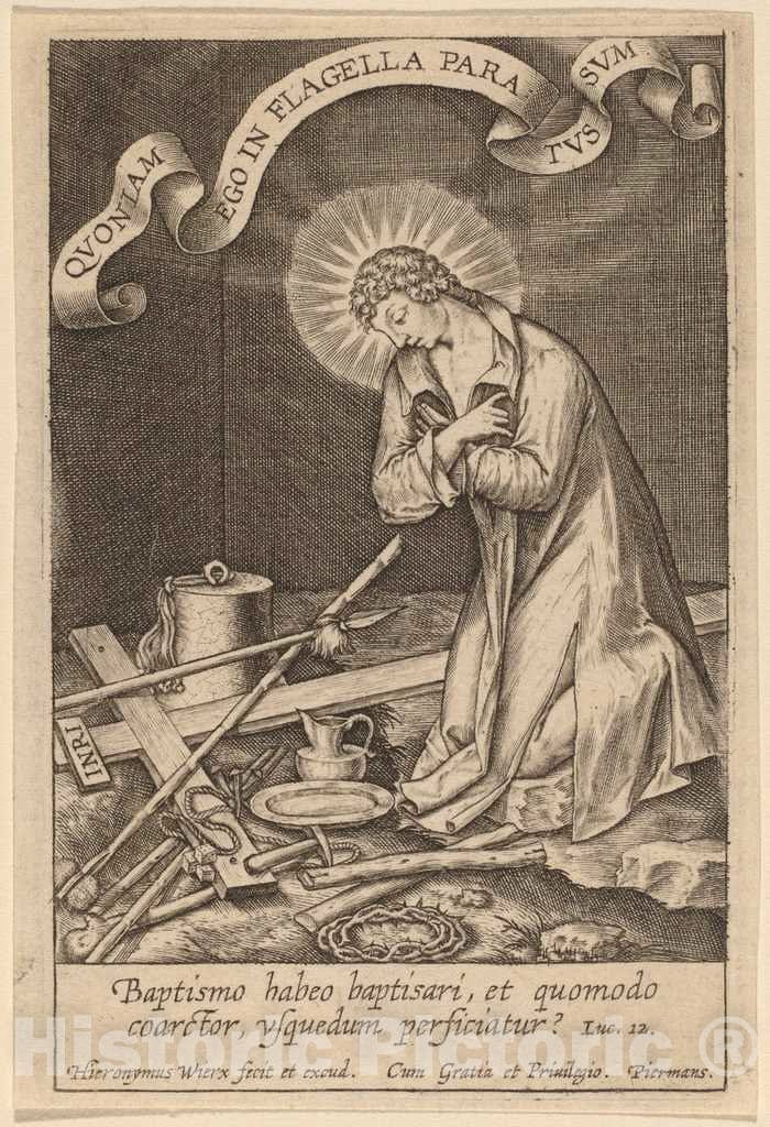 Art Print : Hieronymus Wierix, Baptismo habeo baptisari - Vintage Wall Art