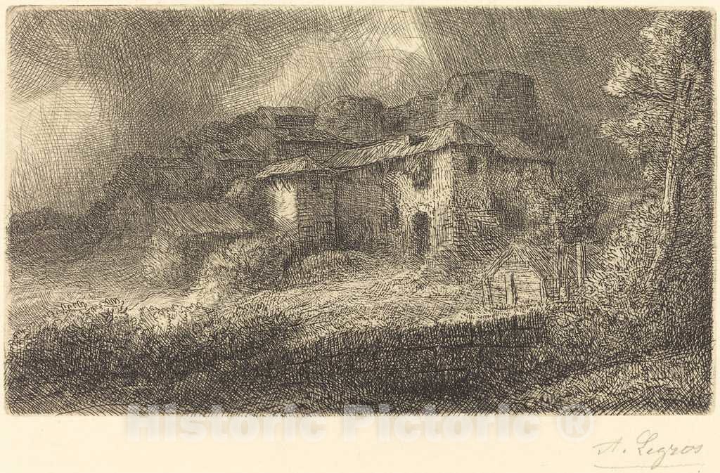 Art Print : Alphonse Legros, Ruins of a Chateau (Les Ruins du Chateau) - Vintage Wall Art