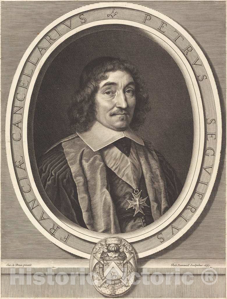 Art Print : Nanteuil After Le Brun, Chancellor Pierre Seguier, 1657 - Vintage Wall Art