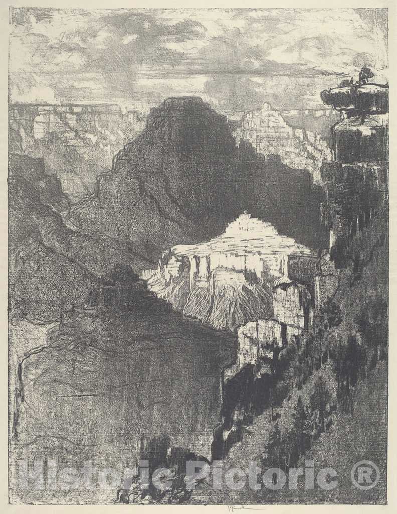 Art Print : Joseph Pennell, The City Under The Black Mountain, 1912 - Vintage Wall Art