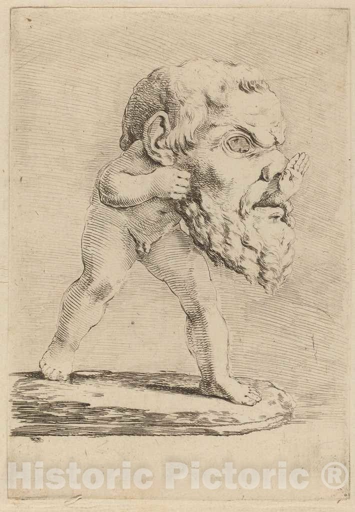 Art Print : Stefano Della Bella, Child Wearing a Mask - Vintage Wall Art