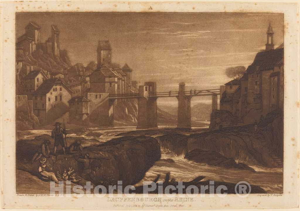 Art Print : Turner and Hodgetts, Lauffenbourgh on The Rhine, 1811 - Vintage Wall Art