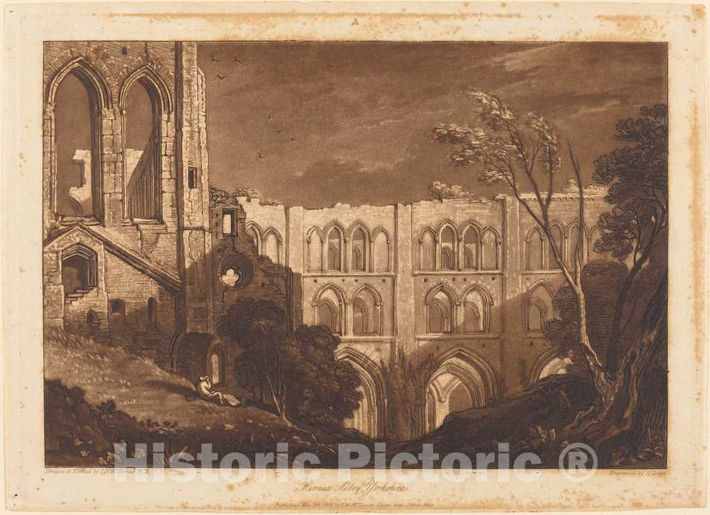 Art Print : Turner and Dawe, Rivaux Abbey, 1812 - Vintage Wall Art