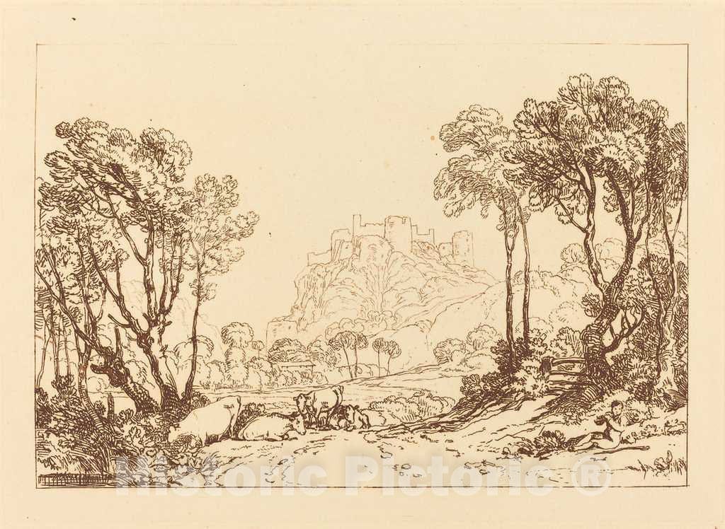 Art Print : Joseph Mallord William Turner, The Castle Above The Meadows, 1808 - Vintage Wall Art