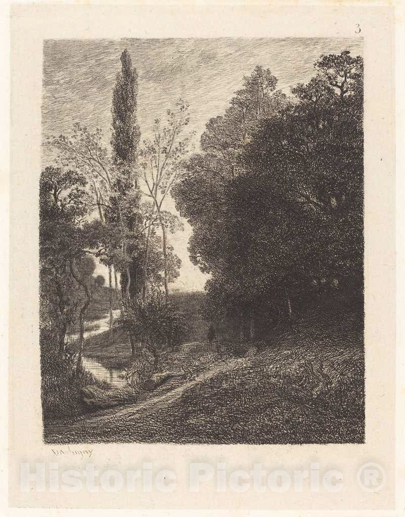 Art Print : Charles-FranÃ§ois Daubigny, The Banks of The Cousin (Les Bords du Cousin), 1850 - Vintage Wall Art