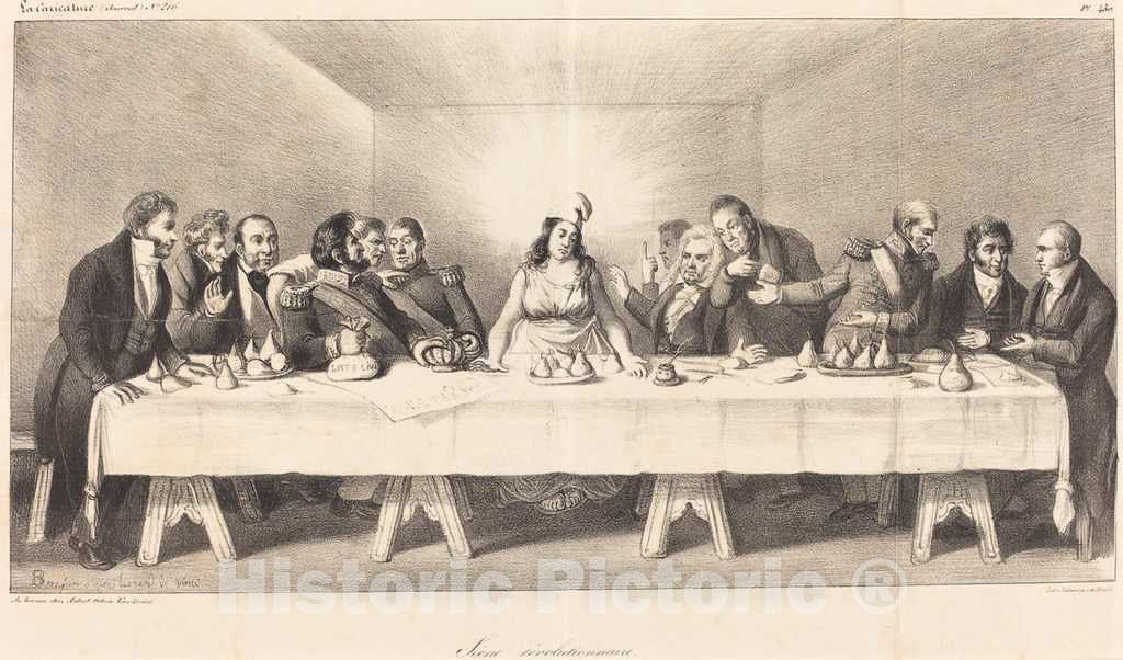 Art Print : Auguste Bouquet, ScÃ¨ne rÃ©volutionnaire: Parody on The Last Supper, 1834 - Vintage Wall Art