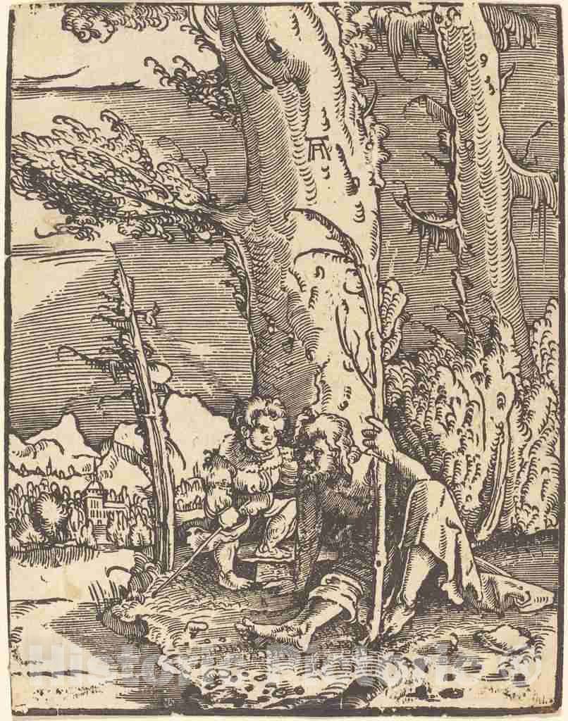 Art Print : Albrecht Altdorfer, Saint Christopher Seated by a River Bank, c.1516 - Vintage Wall Art