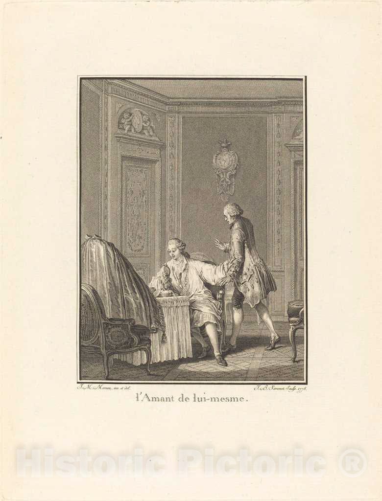 Art Print : Simonet After Moreau, L'amant de lui-mesme, 1778 - Vintage Wall Art