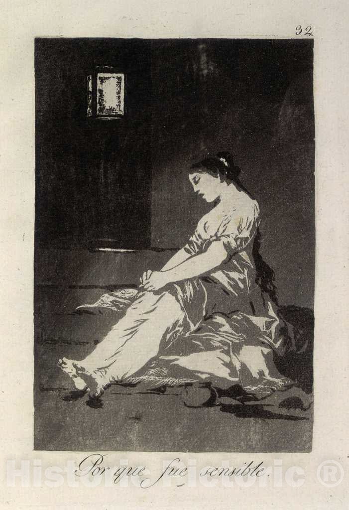 Art Print : Francisco de Goya, Por que fue Sensible (Because She was Susceptible), 1799 - Vintage Wall Art