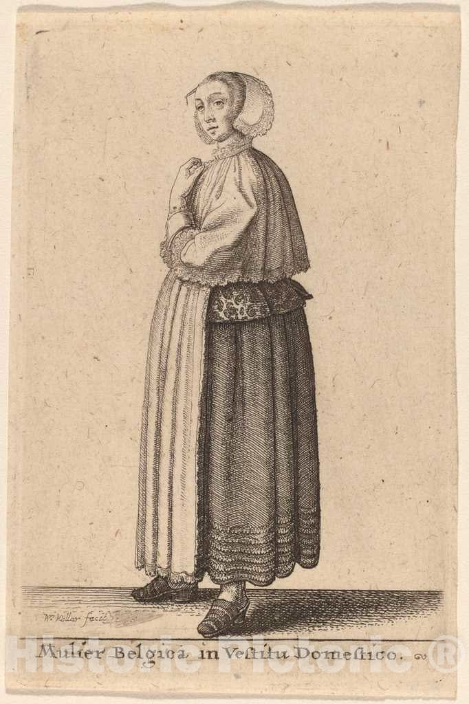 Art Print : Wenceslaus Hollar, Mulier Belgica in Vestitu Domestico - Vintage Wall Art