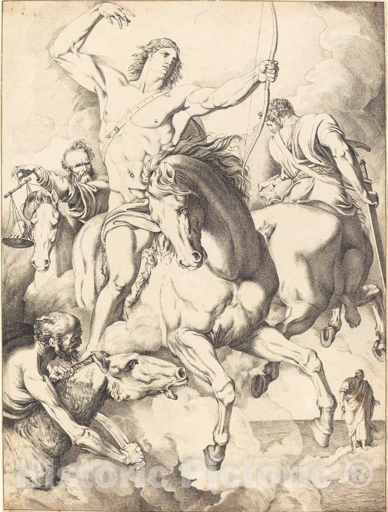 Art Print : Luigi Sabatelli I, Vidi, Quod aperuisset Agnus. (The Four Horsemen of The Apocalypse), c.1810 - Vintage Wall Art