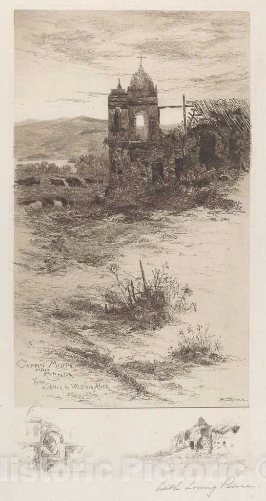 Art Print : Edith Loring Peirce, After Keith, Carmel Mission Before Restoration, 1885-1886 - Vintage Wall Art