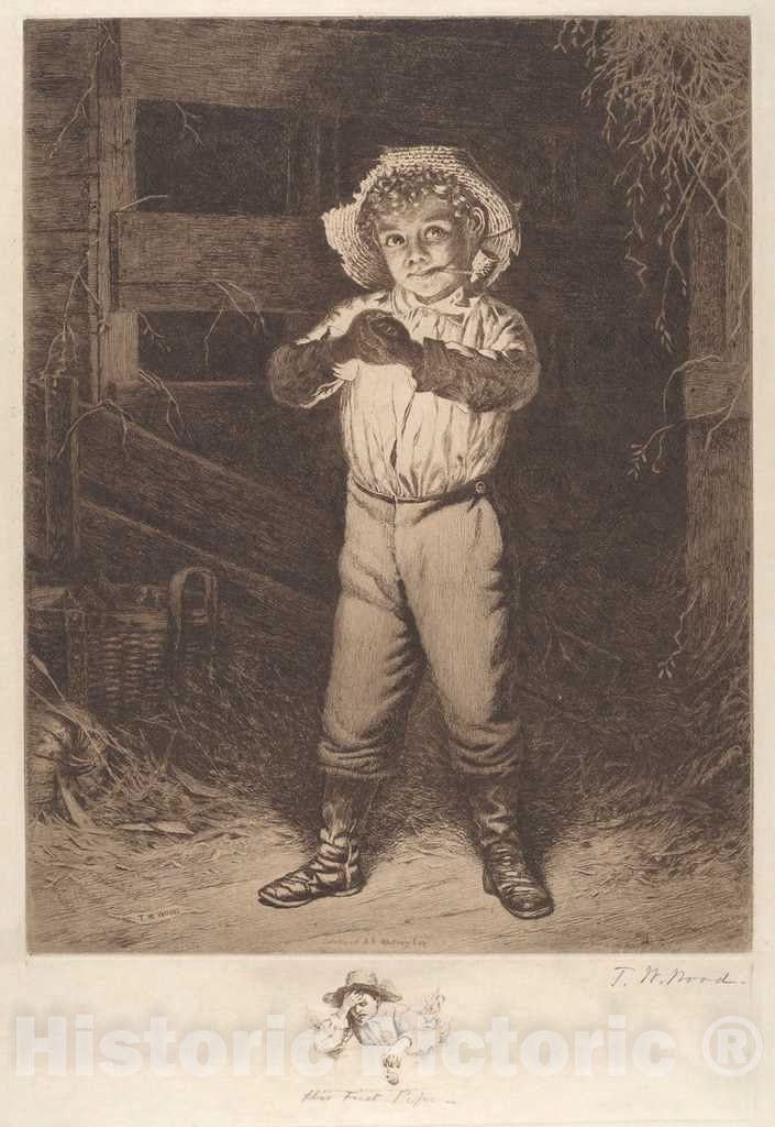 Art Print : Thomas Waterman Wood, His First Pipe, 1886 - Vintage Wall Art