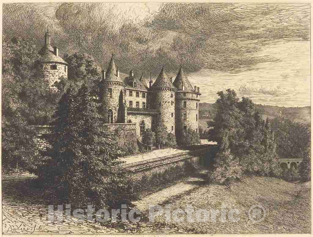 Art Print : Auguste Boulard, ChÃ¢teau on a Rise, 1877 - Vintage Wall Art