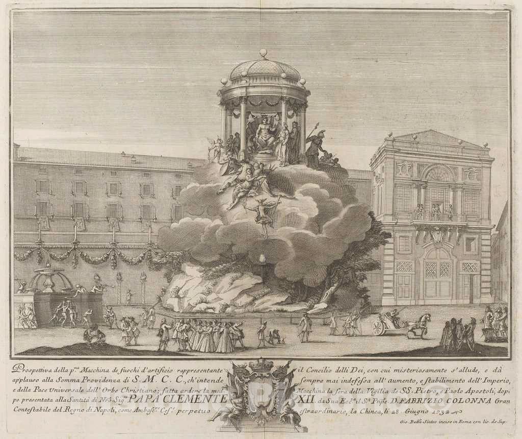 Art Print : Sintes After Michetti, The Council of The Gods, for The Chinea Festival, 1732 - Vintage Wall Art