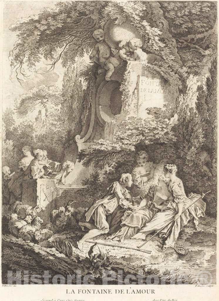 Art Print : Aveline After Boucher, La Fontaine de L'Amour, 1738 - Vintage Wall Art