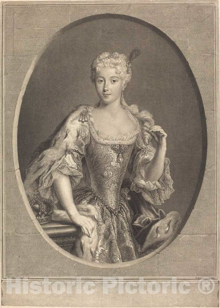 Art Print : Drevet, After David, Maria Klementyna Sobieska, c. 1720 - Vintage Wall Art