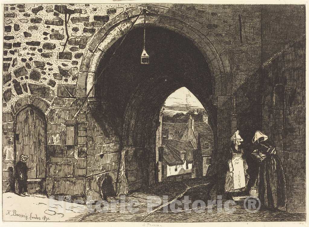 Art Print : FranÃ§ois Bonvin, La Porte de St Malo Ã  Dinan, 1871 - Vintage Wall Art