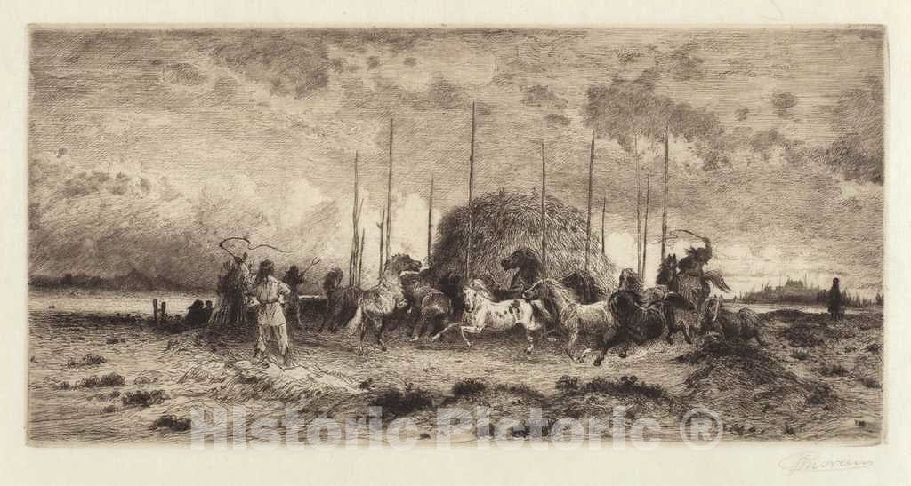 Art Print : Peter Moran, Harvest at San Juan, New Mexico, c. 1883 - Vintage Wall Art