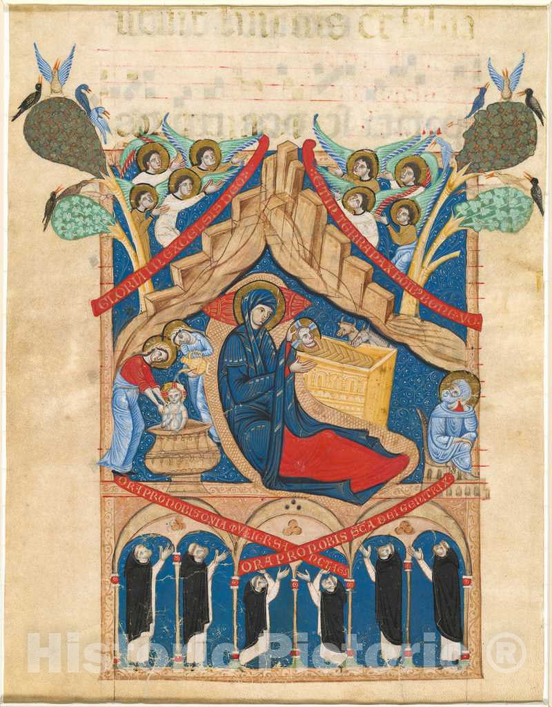 Art Print : The Nativity with Six Dominican Monks, c.1270 - Vintage Wall Art