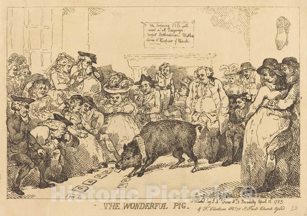 Art Print : Rowlandson, The Wonderful Pig, 1785 - Vintage Wall Art
