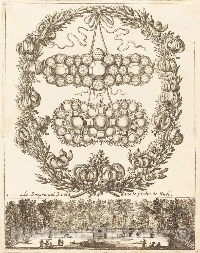 Art Print : FranÃ§ois Le Febvre, Le Dragon qui se Void Dans le Jardin de Ruel, 1665 - Vintage Wall Art