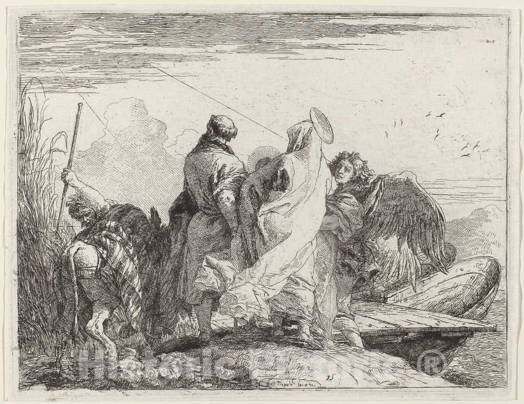 Art Print : Giovanni Domenico Tiepolo, The Holy Family Preparing to Embark, 1753 - Vintage Wall Art