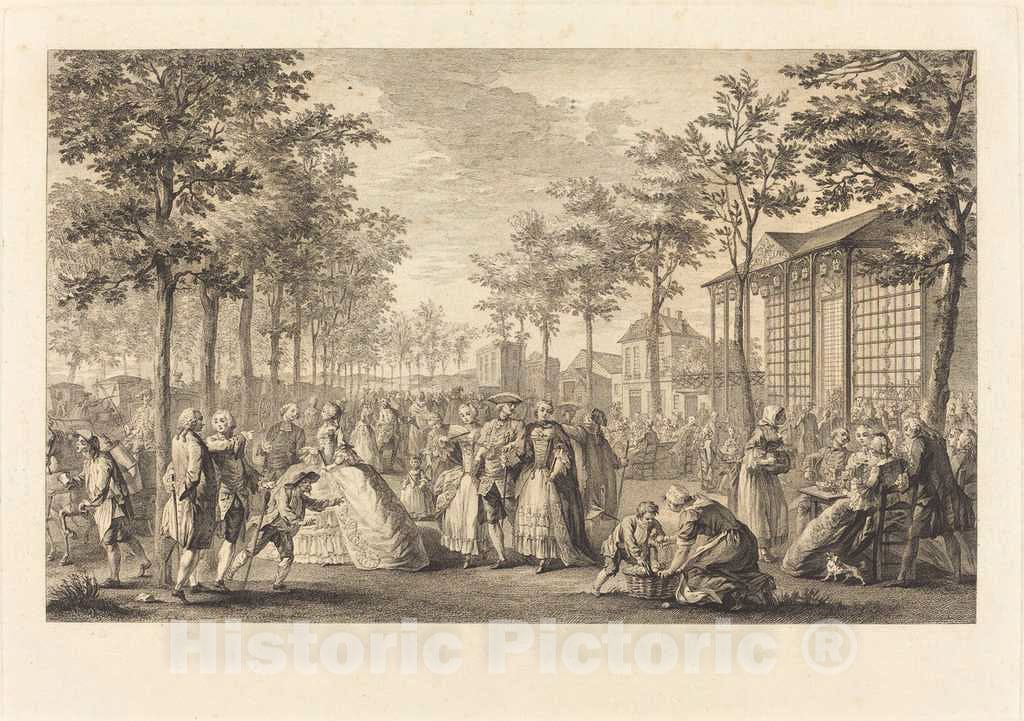 Art Print : Courtois After Saint-Aubin, La Promenade des remparts de Paris, 1760 - Vintage Wall Art