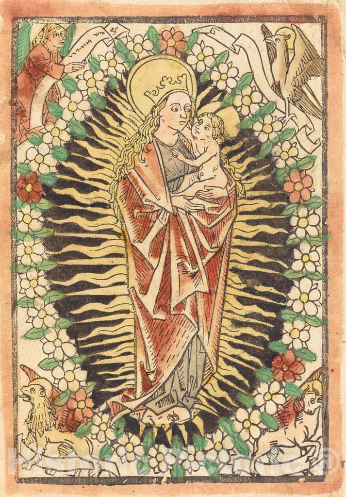 Art Print : Madonna and Child in a Rosary, c. 1480 - Vintage Wall Art
