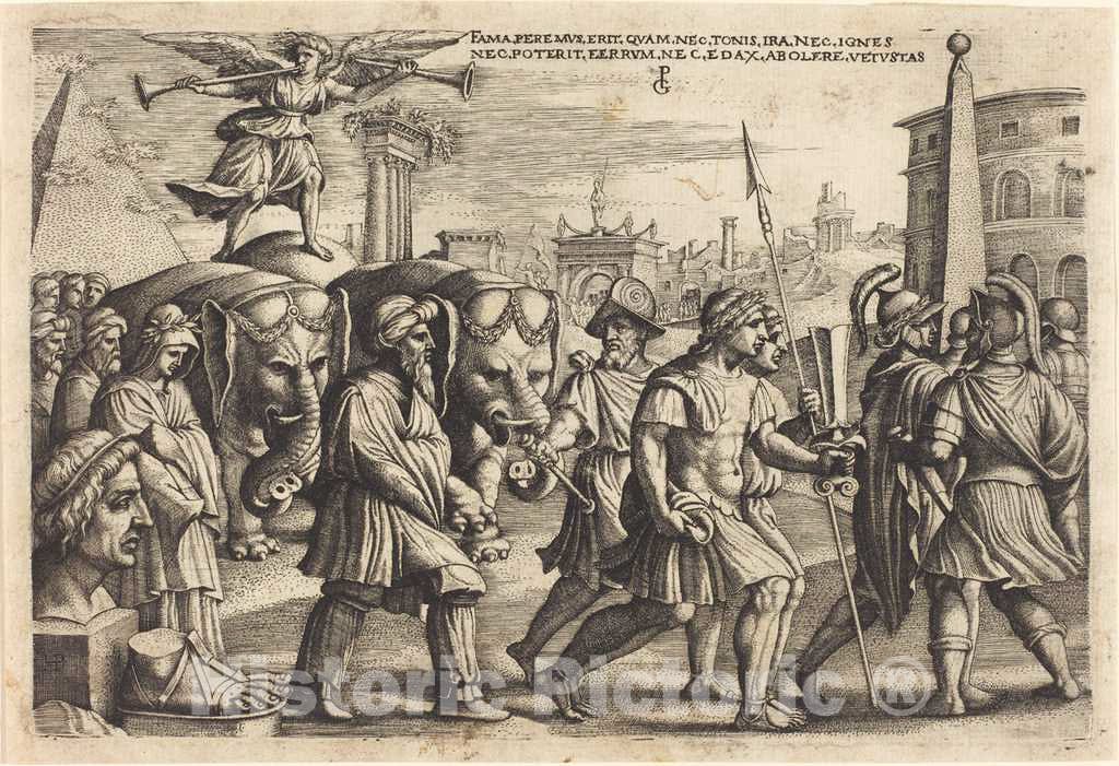 Art Print : Georg Pencz, The Triumph of Fame - Vintage Wall Art