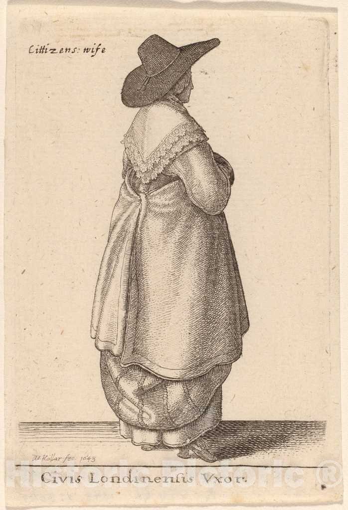 Art Print : Wenceslaus Hollar, Civis Londinensis Vxor, 1643 - Vintage Wall Art
