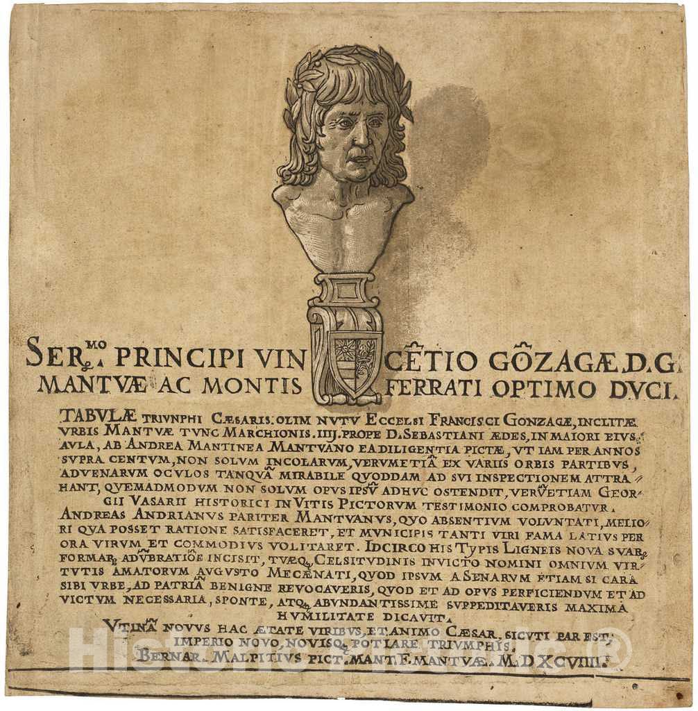 Art Print : Andreani After Mantegna, The Triumph of Julius Caesar: Title Page, 1599 - Vintage Wall Art