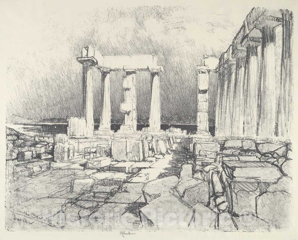 Art Print : Joseph Pennell, The Wine-Dark Sea, Sunium, 1913 - Vintage Wall Art