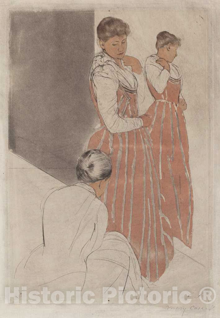Art Print : Mary Cassatt, The Fitting, 1890-1891 - Vintage Wall Art
