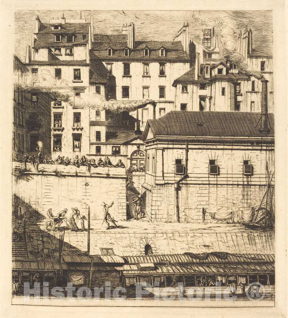 Art Print : Charles Meryon, La Morgue, Paris (The Mortuary), 1854 - Vintage Wall Art