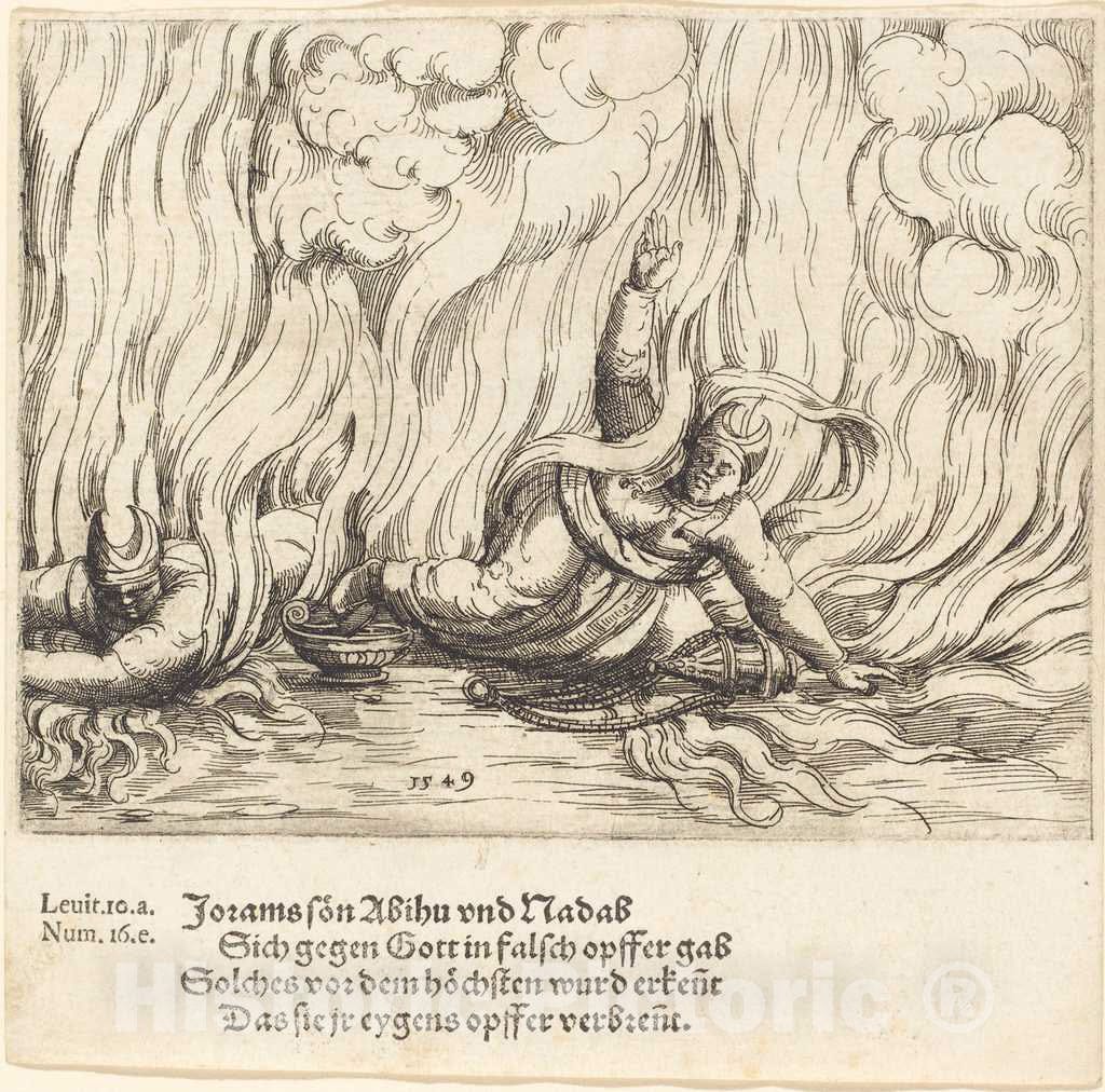 Art Print : Augustin Hirschvogel, Nadab and Abihu, 1549 - Vintage Wall Art