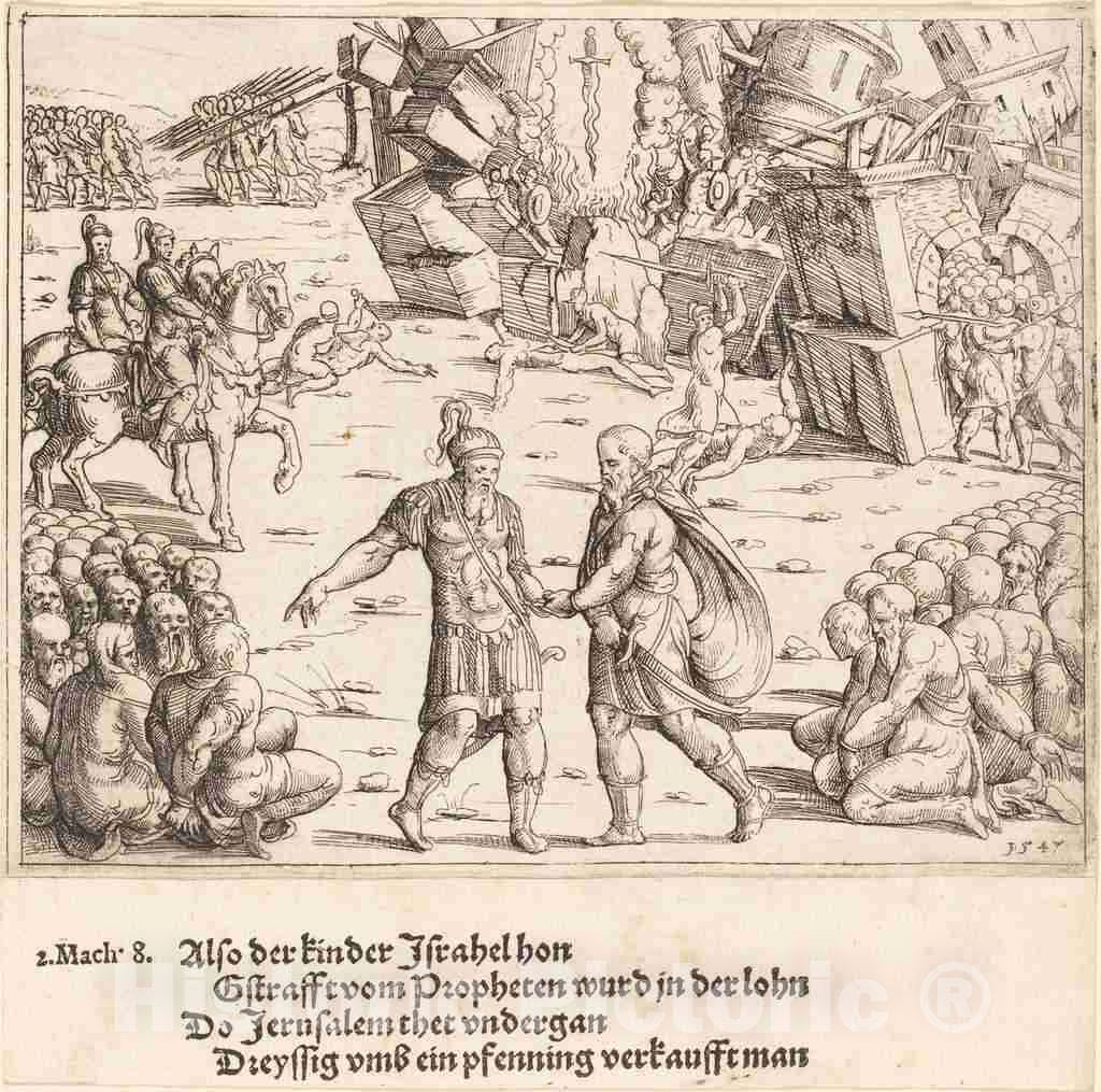 Art Print : Augustin Hirschvogel, The Victory of Judas Maccabeus Over Niccanor, 1547 - Vintage Wall Art