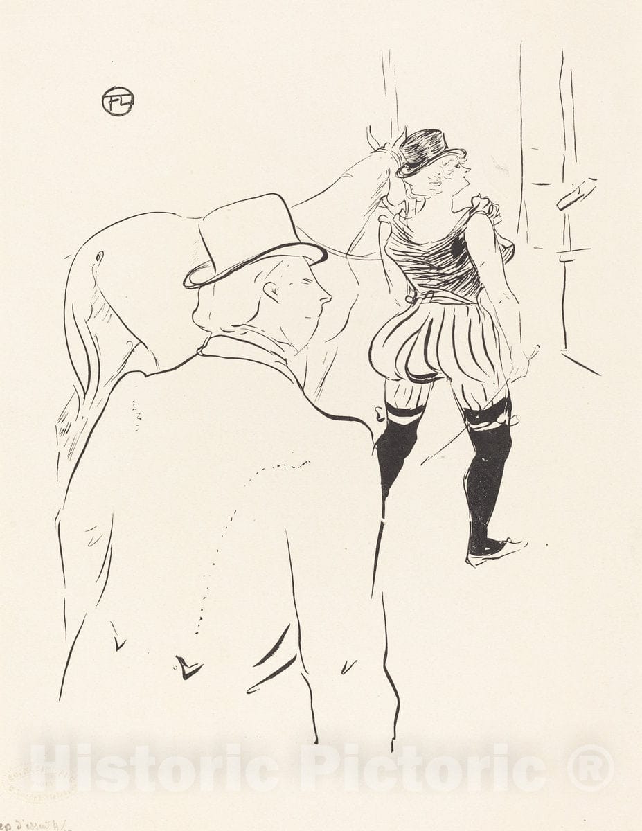 Art Print : Henri de Toulouse-Lautrec, in The Wings of The Folies-Bergere: Mrs. Lona Barrison with Her Manager and Husband, 1895 - Vintage Wall Art