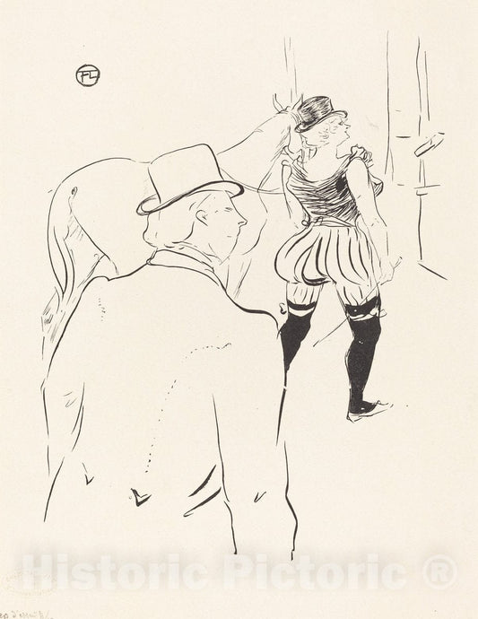 Art Print : Henri de Toulouse-Lautrec, in The Wings of The Folies-Bergere: Mrs. Lona Barrison with Her Manager and Husband, 1895 - Vintage Wall Art