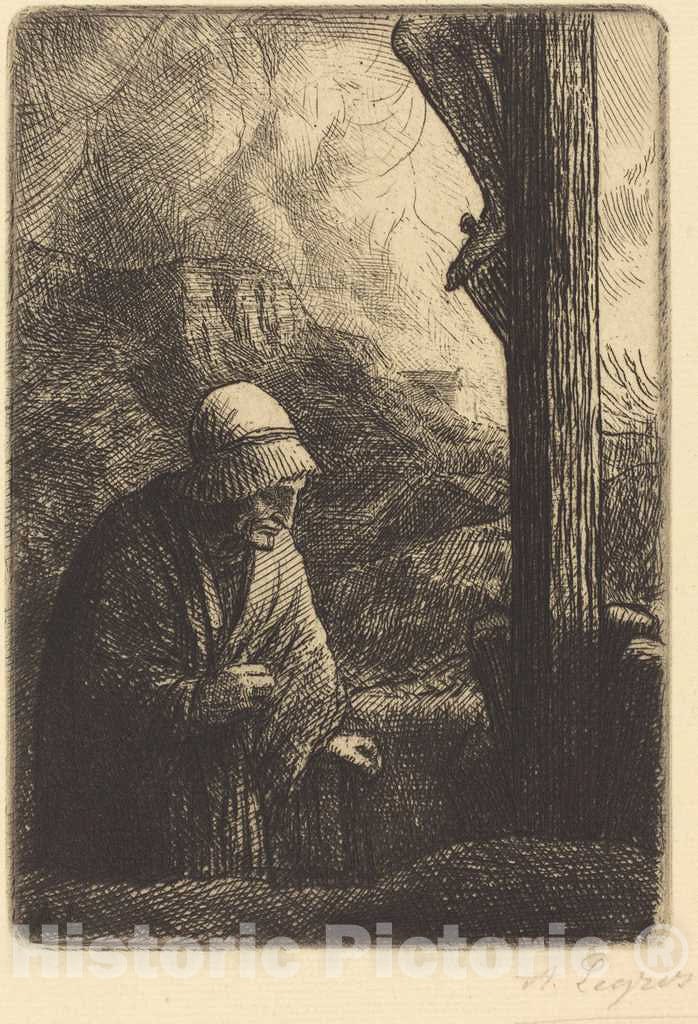 Art Print : Alphonse Legros, Woman at The Foot of The Cross (Femme au Calvaire) - Vintage Wall Art