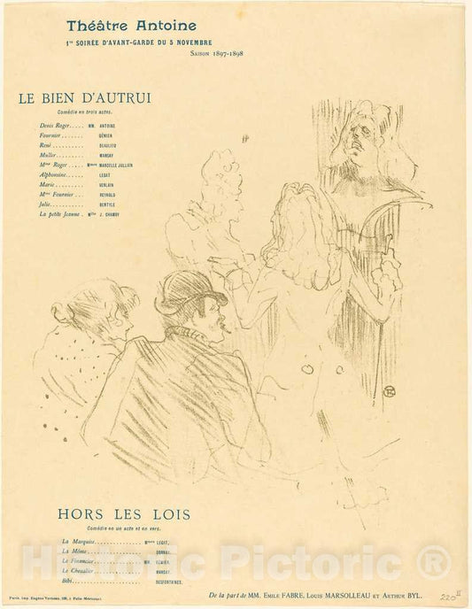 Art Print : Henri de Toulouse-Lautrec, Homage to Moliere (Hommage Ã  MoliÃ¨re), 1897 - Vintage Wall Art
