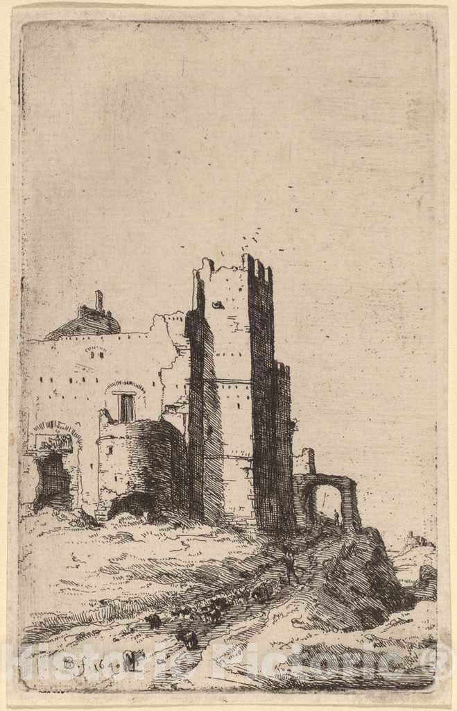 Art Print : Bartholomeus Breenbergh, The Town of Leoni, Near Frascati, 1640 - Vintage Wall Art