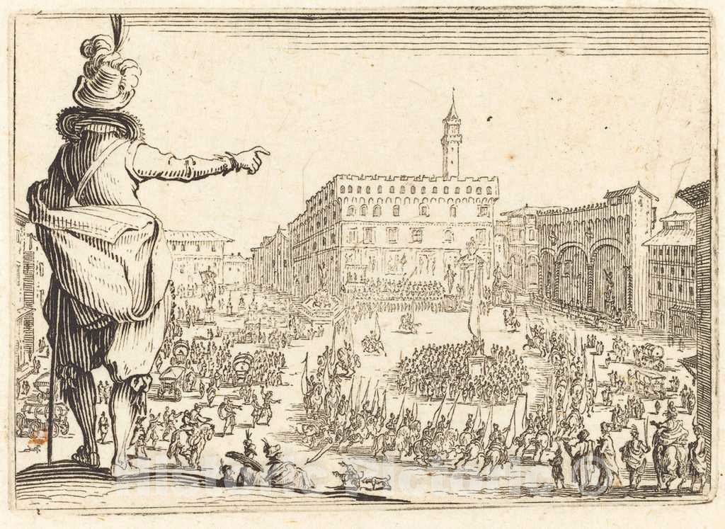 Art Print : Jacques Callot, Piazza Della Signoria, Florence, c. 1622 - Vintage Wall Art