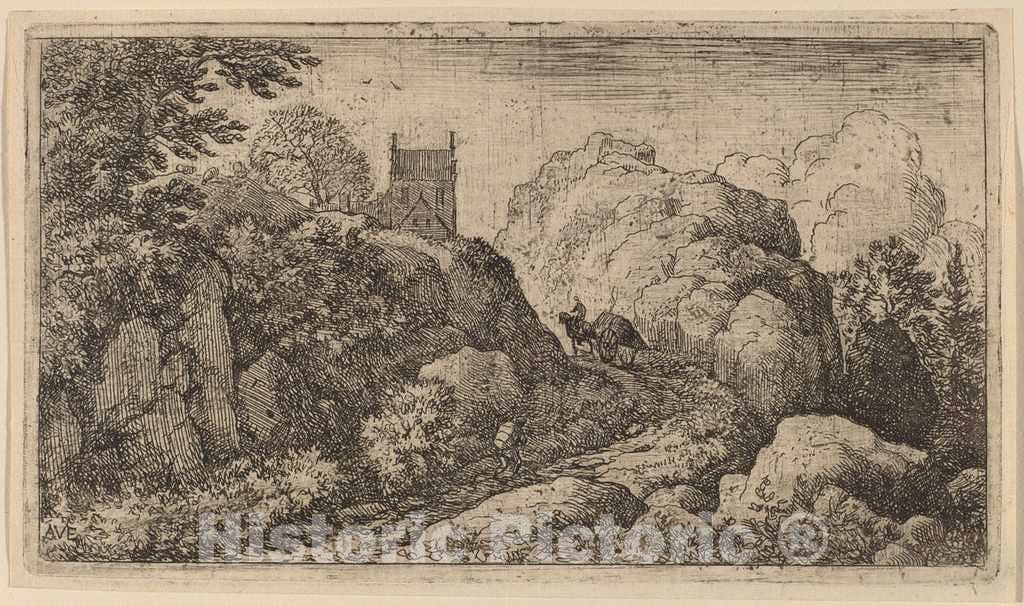 Art Print : Allart Van Everdingen, Cart in a Narrow Pass, c.1651 - Vintage Wall Art