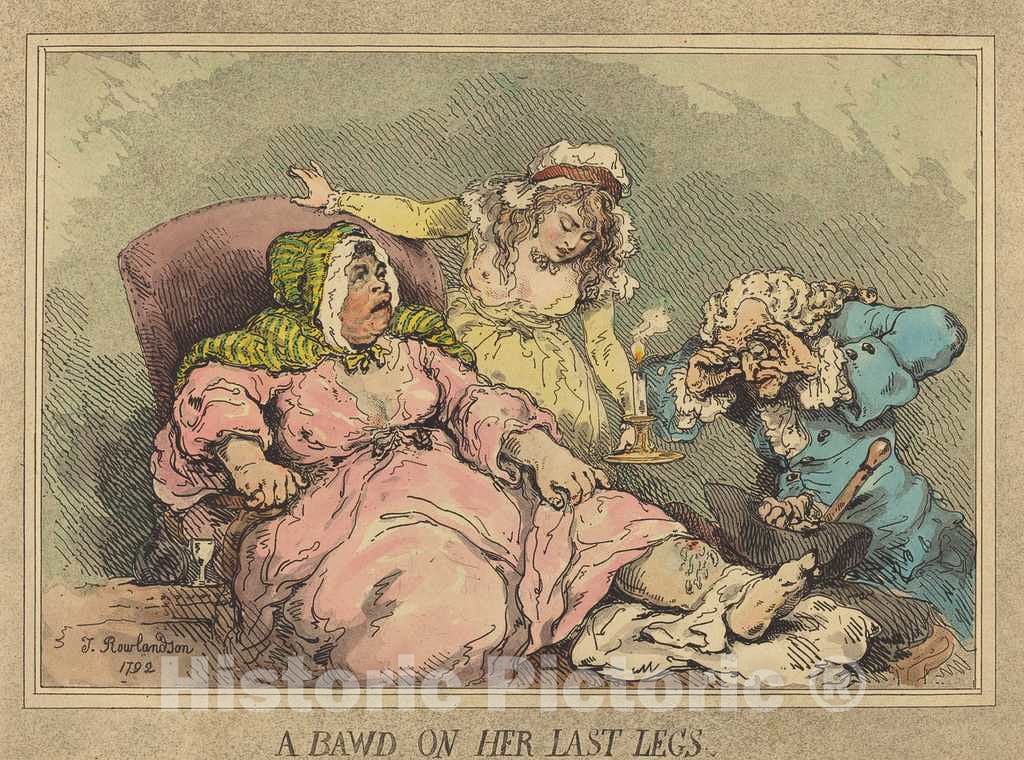 Art Print : Rowlandson, A Bawd on Her Last Legs, 1792 - Vintage Wall Art