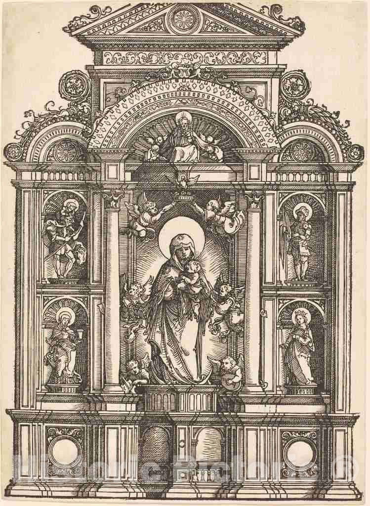 Art Print : Albrecht Altdorfer, Altar with The Virgin and Child and Saints Christopher, Barbara, George and Catherine, c. 1520 - Vintage Wall Art