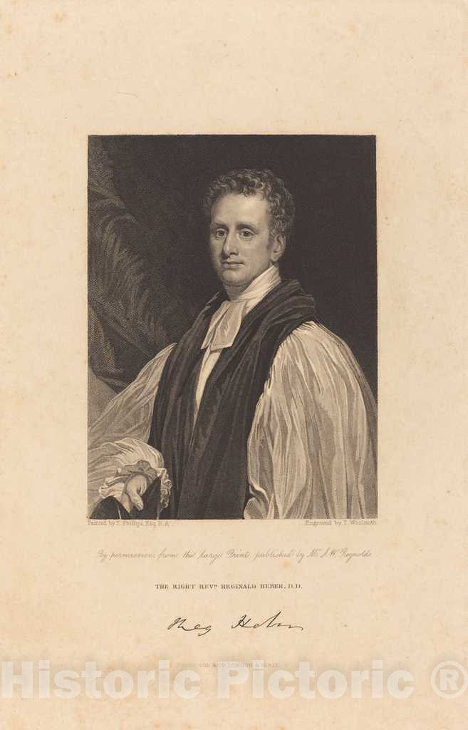 Art Print : Woolnoth After Phillips, Rev. Reginald Heber, D.D, 1831 - Vintage Wall Art